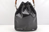 Authentic GUCCI Bamboo 2Way Shoulder Drawstring Bag Purse Enamel Black 2058K