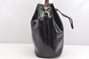 Authentic GUCCI Bamboo 2Way Shoulder Drawstring Bag Purse Enamel Black 2058K