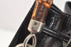 Authentic GUCCI Bamboo 2Way Shoulder Drawstring Bag Purse Enamel Black 2058K