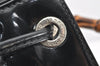Authentic GUCCI Bamboo 2Way Shoulder Drawstring Bag Purse Enamel Black 2058K