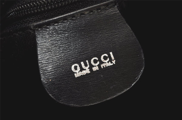 Authentic GUCCI Bamboo 2Way Shoulder Drawstring Bag Purse Enamel Black 2058K