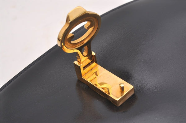 Authentic GUCCI Vintage Shoulder Cross Body Bag Purse Leather Black 2059I