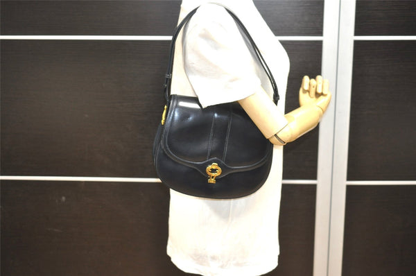 Authentic GUCCI Vintage Shoulder Cross Body Bag Purse Leather Black 2059I