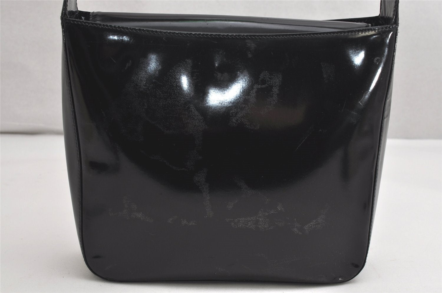 Authentic GUCCI Vintage Shoulder Hand Bag Purse Enamel Black Junk 2059K
