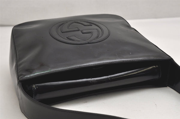 Authentic GUCCI Vintage Shoulder Hand Bag Purse Enamel Black Junk 2059K