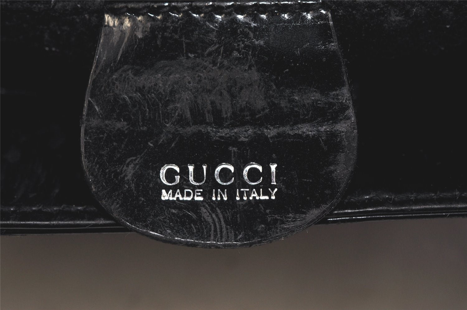 Authentic GUCCI Vintage Shoulder Hand Bag Purse Enamel Black Junk 2059K