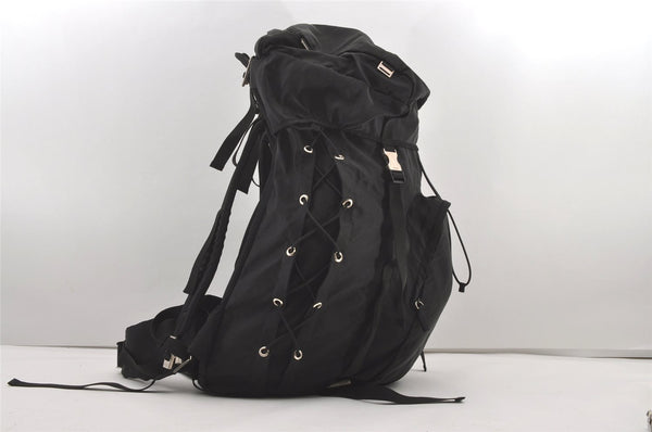 Authentic PRADA Vintage Nylon Tessuto Leather Drawstring Backpack Black 2062J