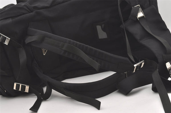 Authentic PRADA Vintage Nylon Tessuto Leather Drawstring Backpack Black 2062J