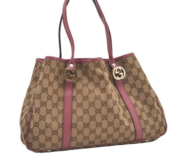 Authentic GUCCI Twins Shoulder Tote Bag GG Canvas Leather 232957 Brown 2063J