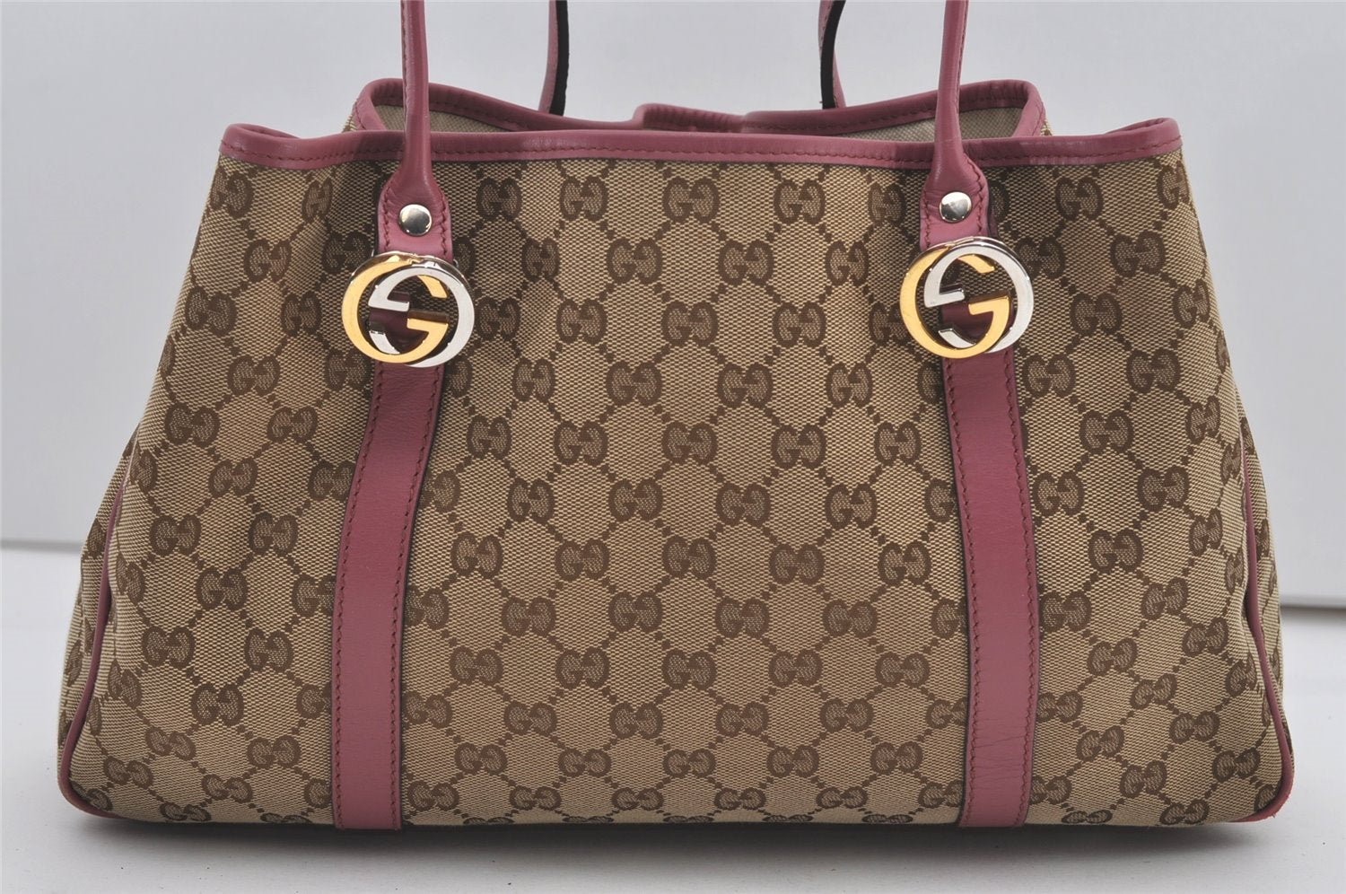 Authentic GUCCI Twins Shoulder Tote Bag GG Canvas Leather 232957 Brown 2063J