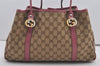 Authentic GUCCI Twins Shoulder Tote Bag GG Canvas Leather 232957 Brown 2063J