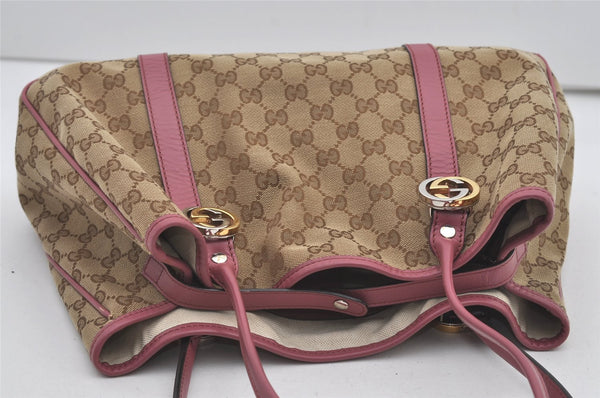 Authentic GUCCI Twins Shoulder Tote Bag GG Canvas Leather 232957 Brown 2063J