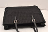 Authentic FENDI Vintage Zucchino Hand Bag Purse Canvas Leather Black 2063K