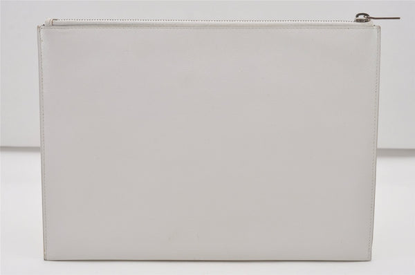 Authentic SAINT LAURENT Clutch Hand Bag Purse Leather White TGR397294 YSL 2068J