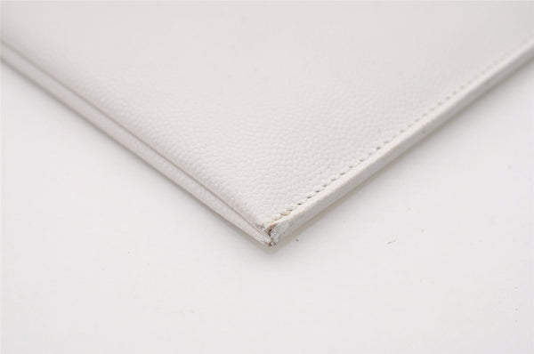 Authentic SAINT LAURENT Clutch Hand Bag Purse Leather White TGR397294 YSL 2068J