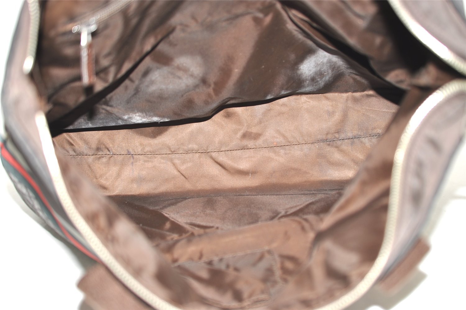 Authentic GUCCI Vintage Diamante Hand Tote Bag Nylon Leather 268112 Brown 2069I