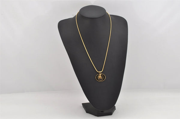 Authentic Christian Dior Gold Tone Chain Pendant Necklace CD 2069K