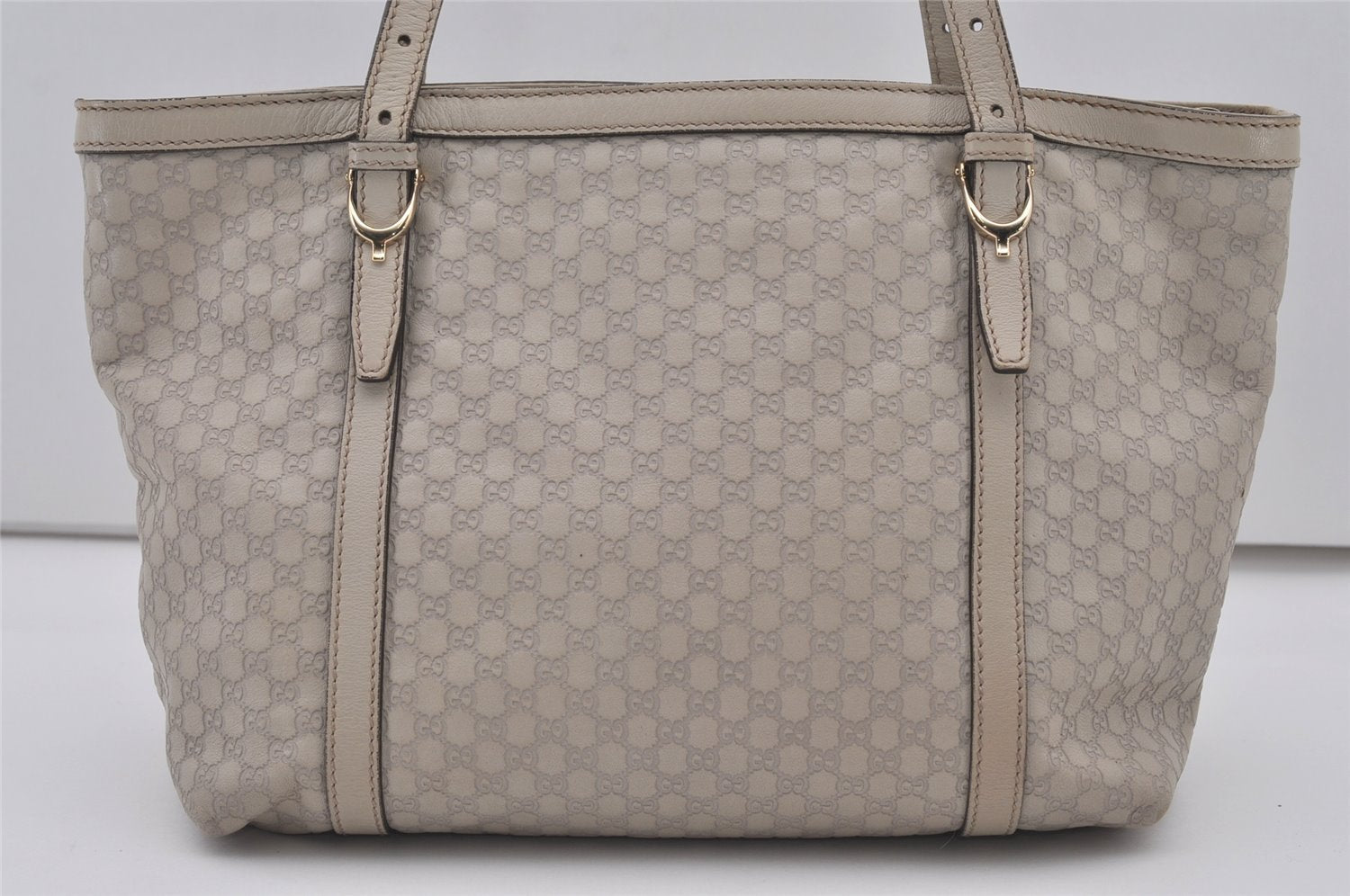 Authentic GUCCI Micro Guccissima GG Leather Shoulder Hand Bag 336776 White 2070J