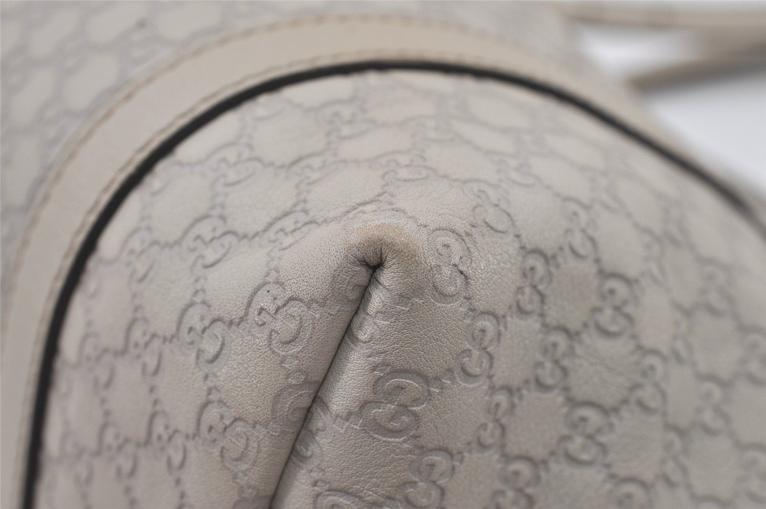 Authentic GUCCI Micro Guccissima GG Leather Shoulder Hand Bag 336776 White 2070J