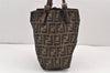 Authentic FENDI Vintage Zucca Shoulder Tote Bag Nylon Leather Brown 2070K