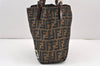 Authentic FENDI Vintage Zucca Shoulder Tote Bag Nylon Leather Brown 2070K