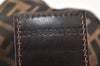 Authentic FENDI Vintage Zucca Shoulder Tote Bag Nylon Leather Brown 2070K