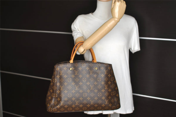 Authentic Louis Vuitton Monogram Montaigne GM 2Way Hand Bag M41067 LV 2071J