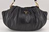 Authentic PRADA Leather Stripes 2Way Shoulder Bag Purse BN1682 Black 2072K