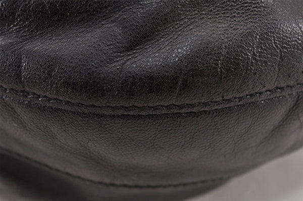 Authentic PRADA Leather Stripes 2Way Shoulder Bag Purse BN1682 Black 2072K