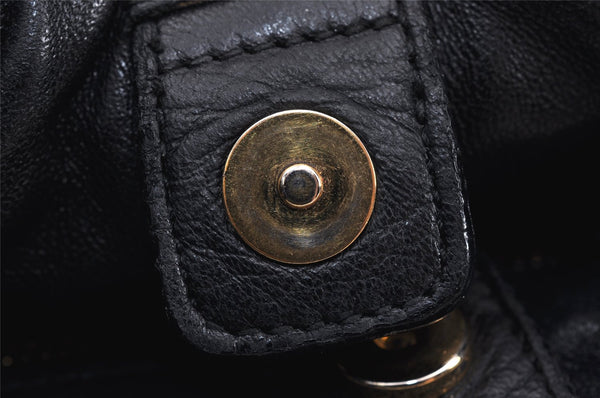 Authentic PRADA Leather Stripes 2Way Shoulder Bag Purse BN1682 Black 2072K