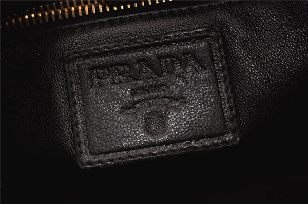 Authentic PRADA Leather Stripes 2Way Shoulder Bag Purse BN1682 Black 2072K