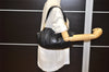 Authentic PRADA Leather Stripes 2Way Shoulder Bag Purse BN1682 Black 2072K