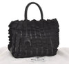 Authentic PRADA Frill Nylon Tessuto Enamel Tote Hand Bag Pures Black 2074J