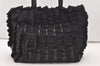 Authentic PRADA Frill Nylon Tessuto Enamel Tote Hand Bag Pures Black 2074J