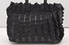 Authentic PRADA Frill Nylon Tessuto Enamel Tote Hand Bag Pures Black 2074J