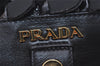 Authentic PRADA Frill Nylon Tessuto Enamel Tote Hand Bag Pures Black 2074J