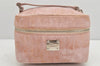 Authentic Christian Dior Trotter Vanity Bag Pouch Canvas Leather Pink Junk 2074K