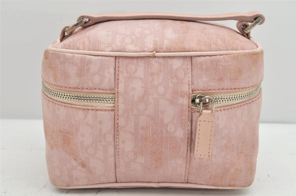 Authentic Christian Dior Trotter Vanity Bag Pouch Canvas Leather Pink Junk 2074K