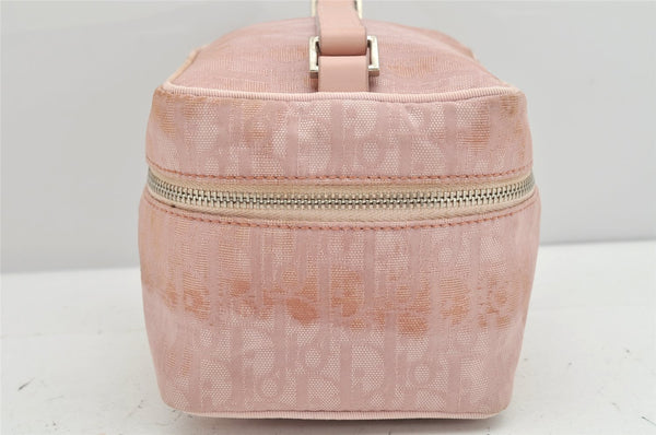 Authentic Christian Dior Trotter Vanity Bag Pouch Canvas Leather Pink Junk 2074K