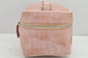 Authentic Christian Dior Trotter Vanity Bag Pouch Canvas Leather Pink Junk 2074K