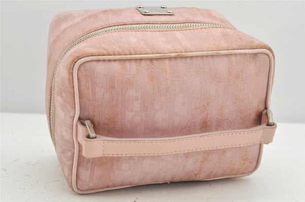 Authentic Christian Dior Trotter Vanity Bag Pouch Canvas Leather Pink Junk 2074K