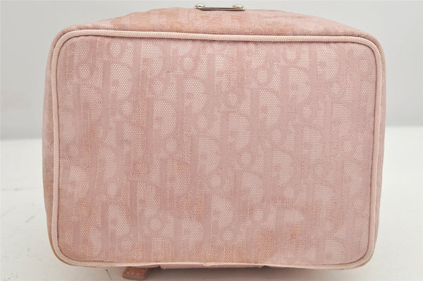 Authentic Christian Dior Trotter Vanity Bag Pouch Canvas Leather Pink Junk 2074K