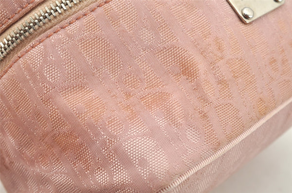 Authentic Christian Dior Trotter Vanity Bag Pouch Canvas Leather Pink Junk 2074K