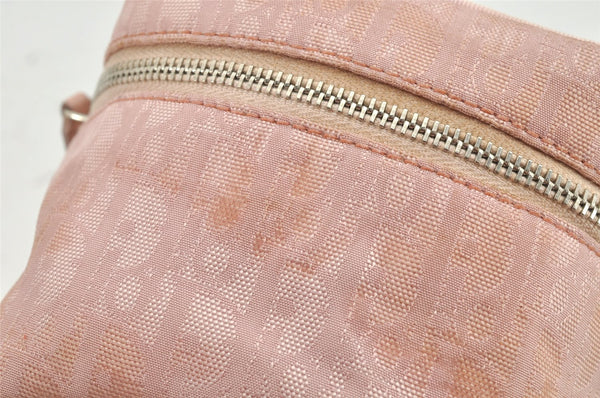 Authentic Christian Dior Trotter Vanity Bag Pouch Canvas Leather Pink Junk 2074K