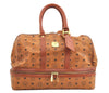 Authentic MCM Visetos Leather Vintage Boston Hand Bag Brown 2076K