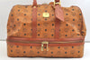 Authentic MCM Visetos Leather Vintage Boston Hand Bag Brown 2076K