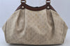 Authentic GUCCI Sukey Shoulder Tote Bag GG Canvas Leather 211944 Beige 2077J