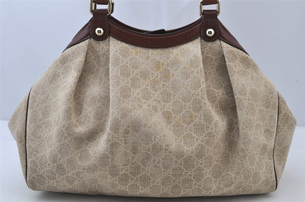 Authentic GUCCI Sukey Shoulder Tote Bag GG Canvas Leather 211944 Beige 2077J