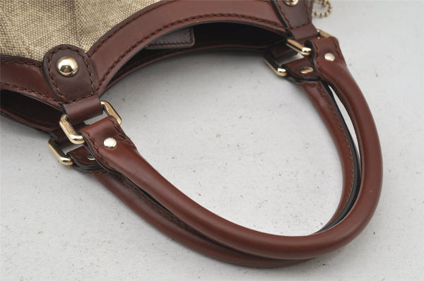 Authentic GUCCI Sukey Shoulder Tote Bag GG Canvas Leather 211944 Beige 2077J