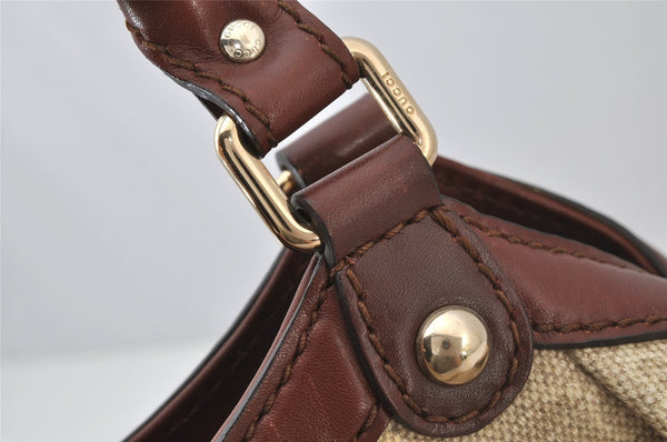 Authentic GUCCI Sukey Shoulder Tote Bag GG Canvas Leather 211944 Beige 2077J